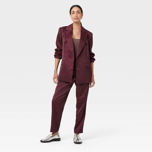 A New Day - Women's Structured Satin Blazer - A New Day Burgun Burgundy - Picture 4 of 4
